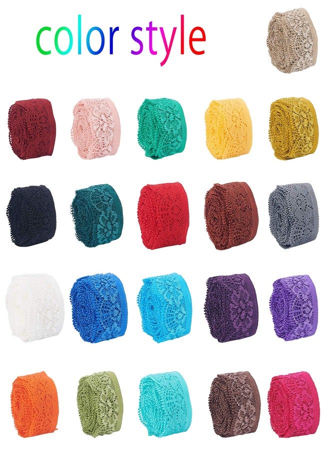 BENECREAT 42 Yards 1" Wide Lace Elastic Trim Assorted Color Lace Ribbon Flower Edge Trimming for Sewing Craft Wedding Party Decor Clothes, 2 Yards/Roll - Image 4